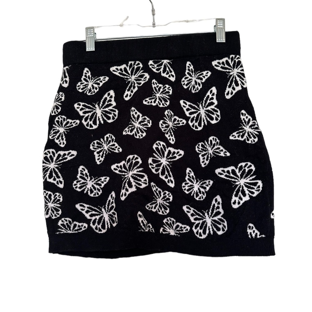 Girl’s Black Sweater Skirt with White Butterfly Print Size XL (14/16)